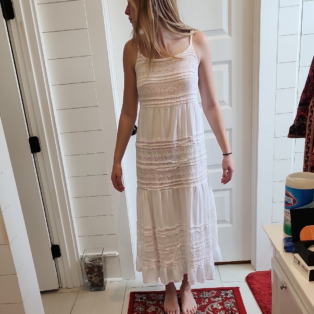 For The Republic White Tiered Maxi Sundress